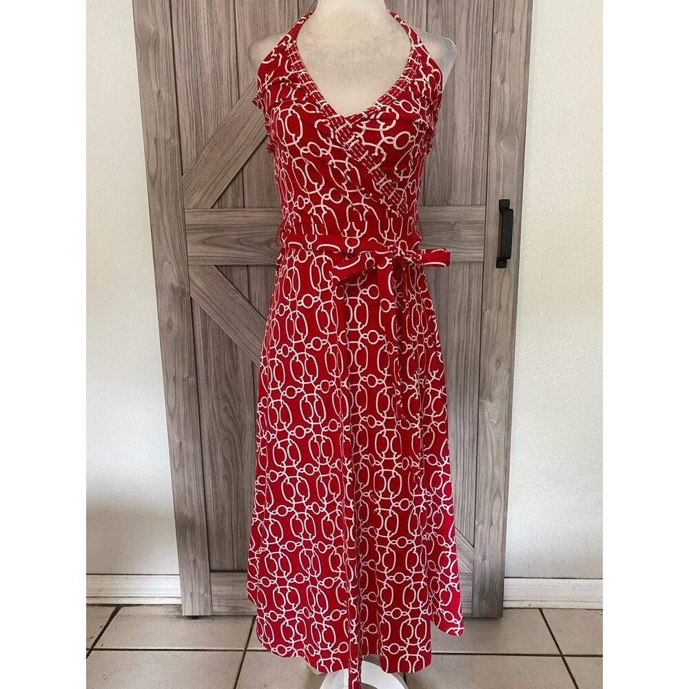 Joyous & free, small, red and white halter dress